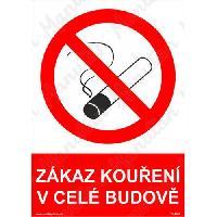 Zákaz kouření v celé budově, samolepka 210 x 297 x 0,1 mm A4