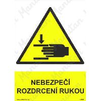 Nebezpečí rozdrcení rukou, plast 148 x 210 x 0,5 mm A5