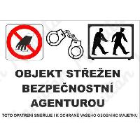 Objekt střežen bezpečnostní agenturou, samolepka 210 x 148 x 0,1 mm A5